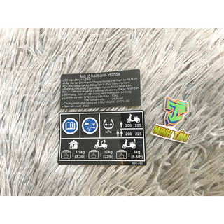 Tem zin thông số và tem thông số lốp zin Lead 125