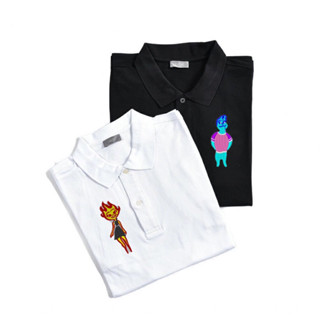 Áo Thun Polo tay lỡ Thêu Elemental Unisex Nam Nữ Tay Lỡ Form Rộng Oversize, Áo Phông Cotton 100%