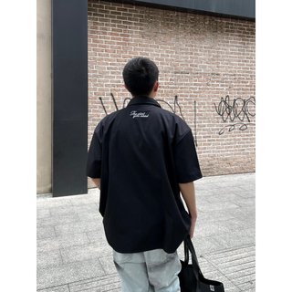 Áo Sơ Mi Kaki Basic Màu Đen Chi tiết Thêu - Brand TSUN Chính Hãng Oversize Shirt - UNISEX