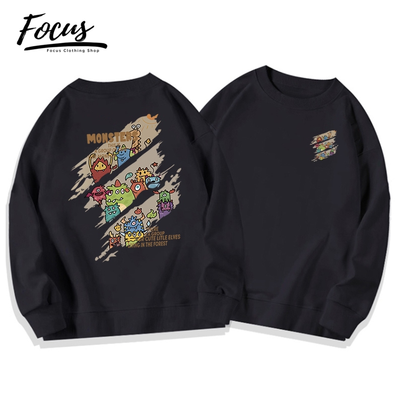 Focus local brand trắng fashion vintage áo sweater nỉ bông bigsize unisex levents 100%cotton