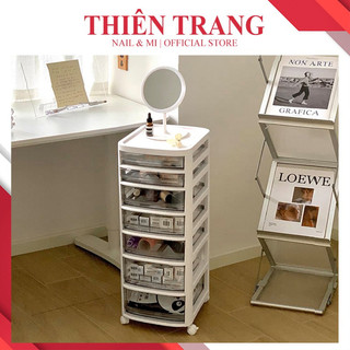Tủ kéo 7 tầng spa có bánh xe - tủ đựng phụ kiện dụng cụ nail mi có ngăn - tủ spa 7 tầng