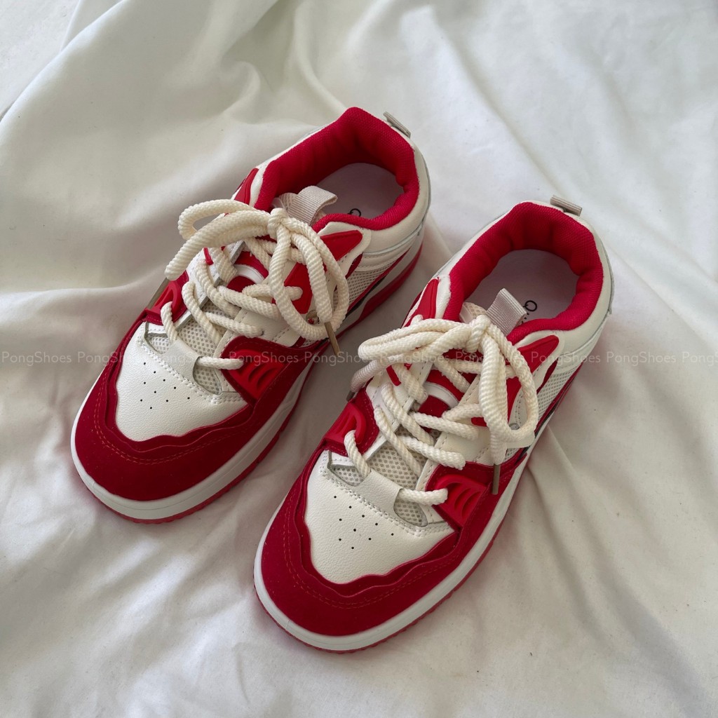Giày Sneaker Phối Lưới Trắng Pong Shoes- Full Box- Mã 1639
