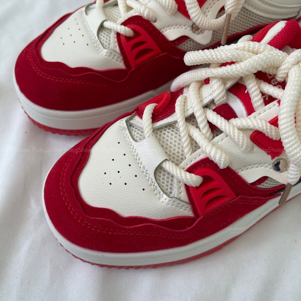 Giày Sneaker Phối Lưới Trắng Pong Shoes- Full Box- Mã 1639