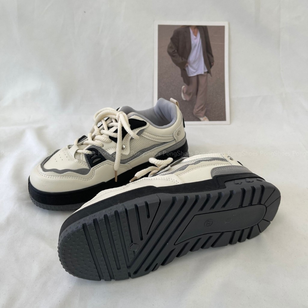 Giày Sneaker Phối Lưới Trắng Pong Shoes- Full Box- Mã 1639