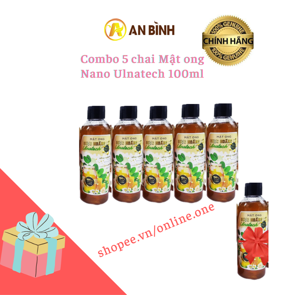 Combo 5 chai Mật ong Nano Ulnatech 100ml An Bình, Tặng 1 chai mật ong cùng loại.