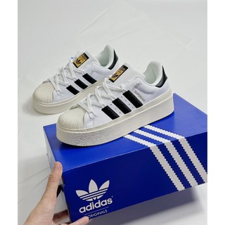 Giày thể thao sneaker sò trắng đen đế cao, super star tem vàng đế cao, giày super star platfrom cao cấp