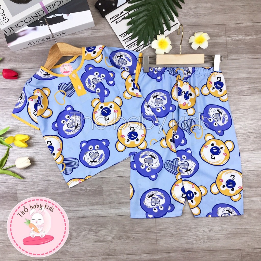 Bộ lanh/tole/tôn bé trai tay ngắn quần dài thỏ baby kids