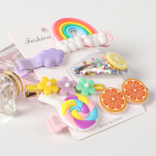 Set kẹp tóc cho bé 6 món đa dạng các hình đáng yêu dễ thương nhiều màu sắc phong cách hàn quốc