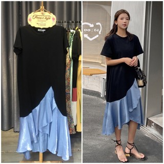 Đầm thun cotton bigsize dáng suông phối lanh lụa, nhiều size 45kg-90kg
