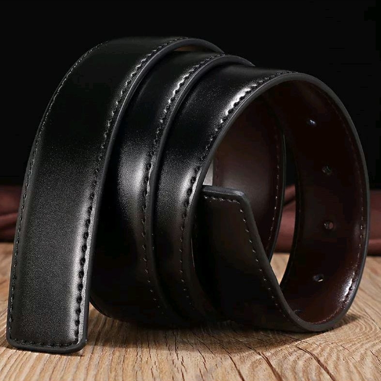 Dây nịt thắt lưng nam da bò nhập khẩu TMNK01 bản 3.4cm, Dây da thay thế 2 trong 1 với 2 mặt da hai màu đen,nâu