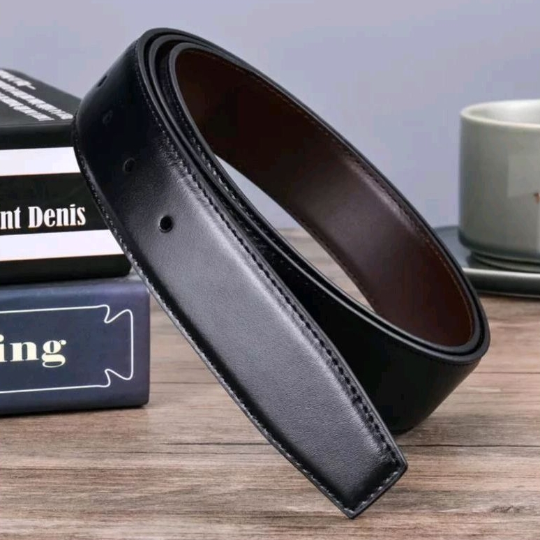 Dây nịt thắt lưng nam da bò nhập khẩu TMNK01 bản 3.4cm, Dây da thay thế 2 trong 1 với 2 mặt da hai màu đen,nâu