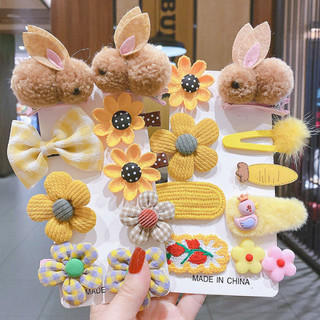 Bộ kẹp tóc công chúa bằng vải lông nhung dễ thương, set cặp tóc thỏ họa tiết hoạt hình cho bé gái