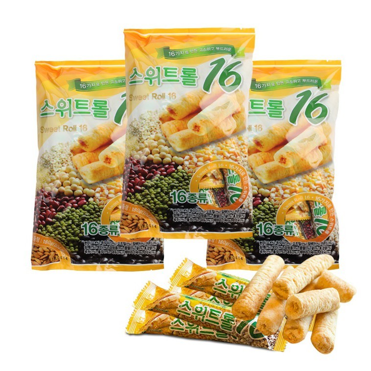 Bánh ngũ cốc bánh cuộn ngũ cốc 16 loại đậu Sweet Roll Hàn Quốc 190g