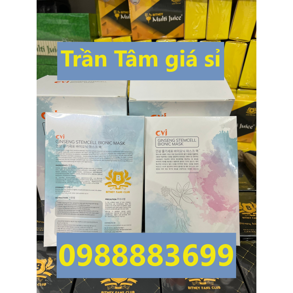 Combo Mặt nạ tế bào gốc Bitney Multi juice Ginseng stemcell bionic mask 5 miếng