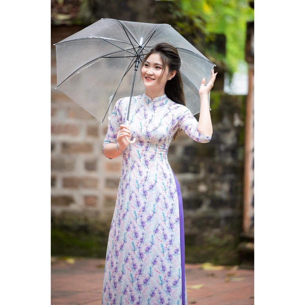 Áo dài hoa nhí in 3D cao cấp_ M10