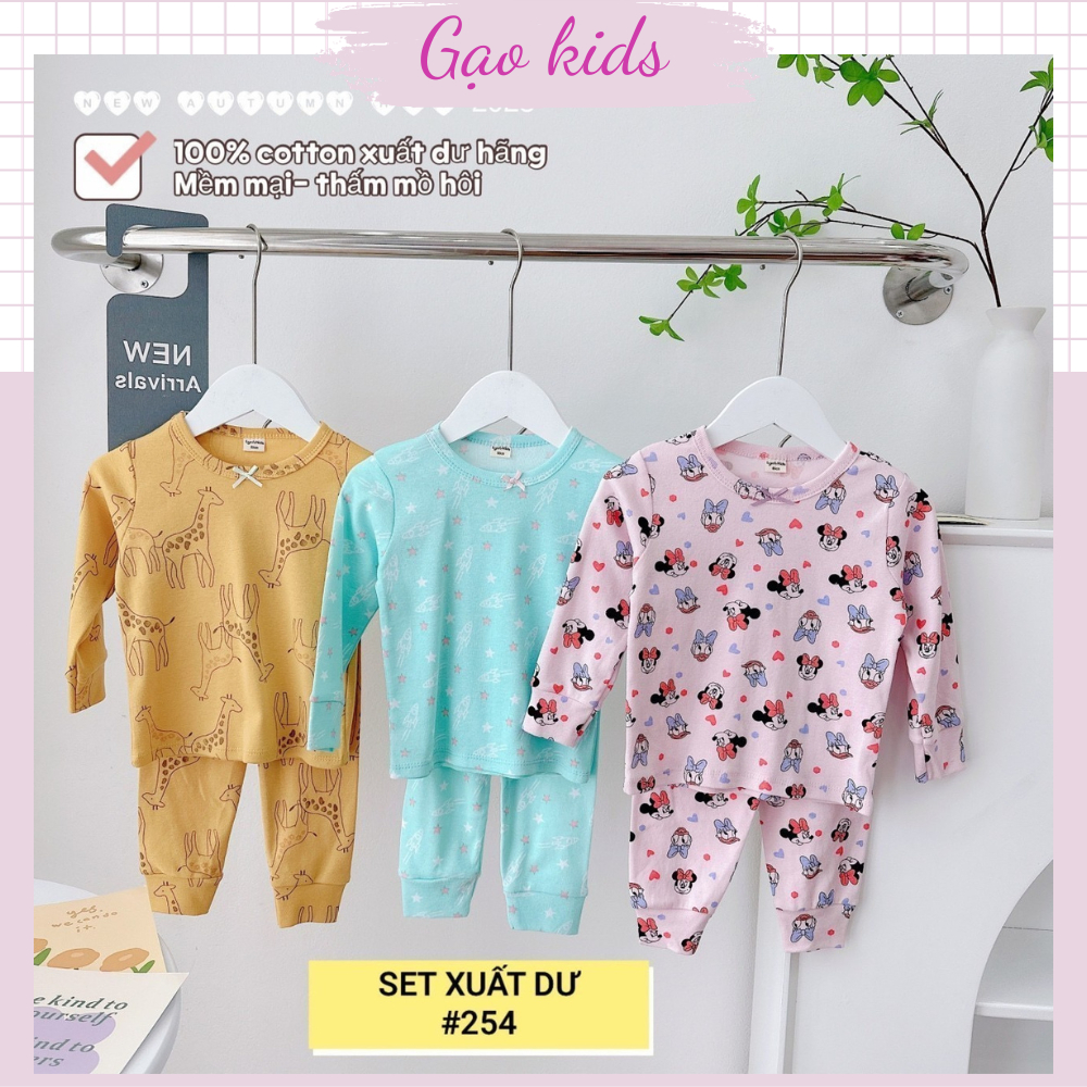Set 3 bộ quần áo dài tay cho bé gái. Bộ đồ thu đông bé gái xuất dư Gaokidsshop Set 5