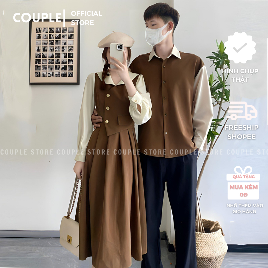 Đồ đôi nam nữ couple đáng yêu dễ thương - HÌNH CHỤP THẬT - Áo váy đôi