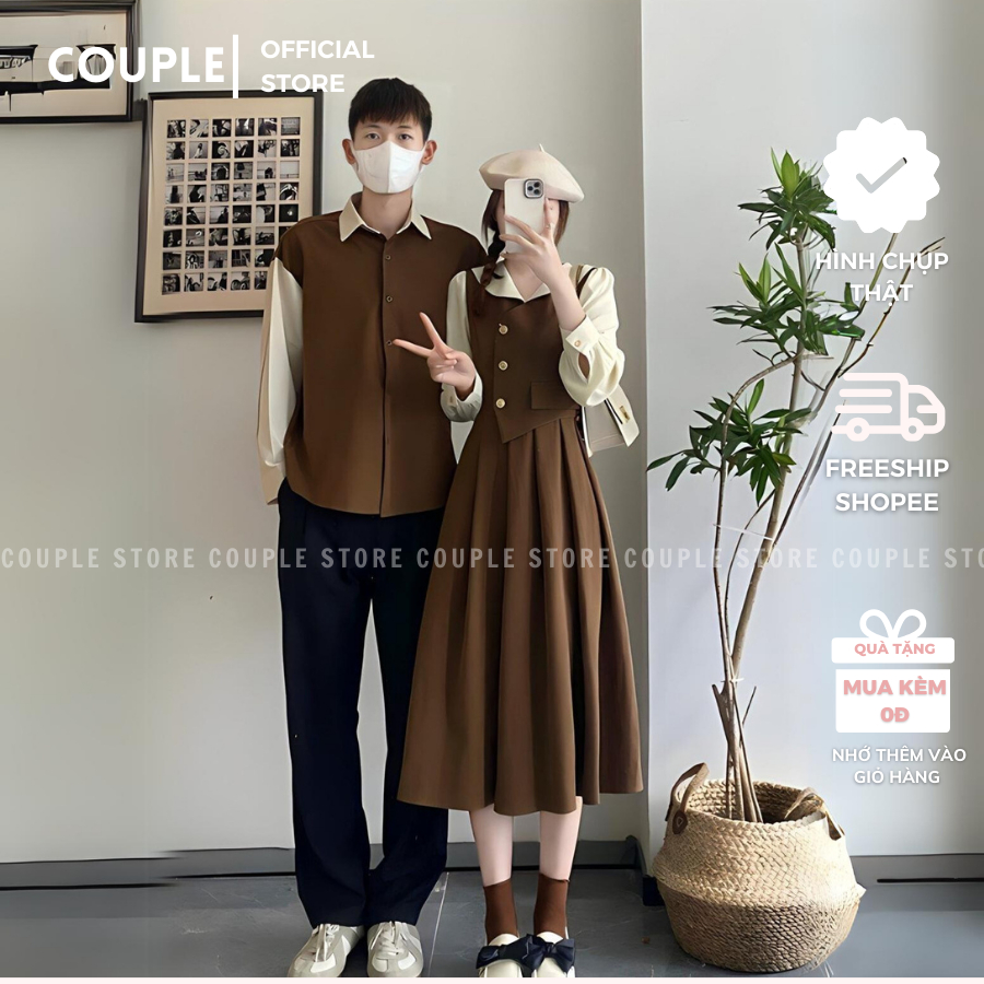 Đồ đôi nam nữ couple đáng yêu dễ thương - HÌNH CHỤP THẬT - Áo váy đôi