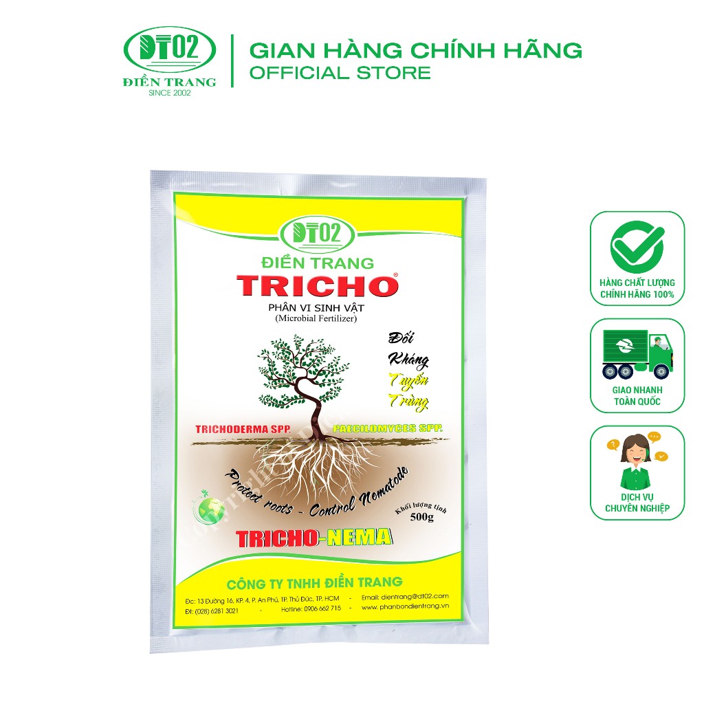 Phân vi sinh vật Điền Trang-Tricho NEMA 500g, đối kháng tuyến trùng và nấm bệnh gây hại
