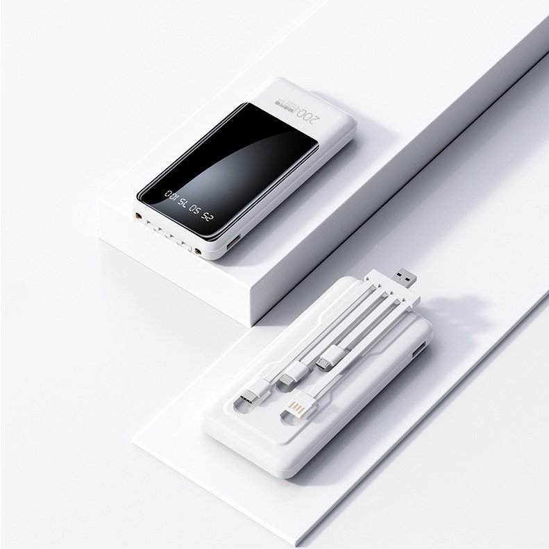 Sạc dự phòng  20000mAh và 10000mAh tích hợp pin sạc kèm đèn với sạc 3 đầu AK120 và AK121