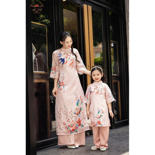 Set Áo dài mẹ &bé Tinh Hoa Màu Hồng, nhiều kích cỡ, bé từ 10-50kg, mẹ từ 40-65 kg,