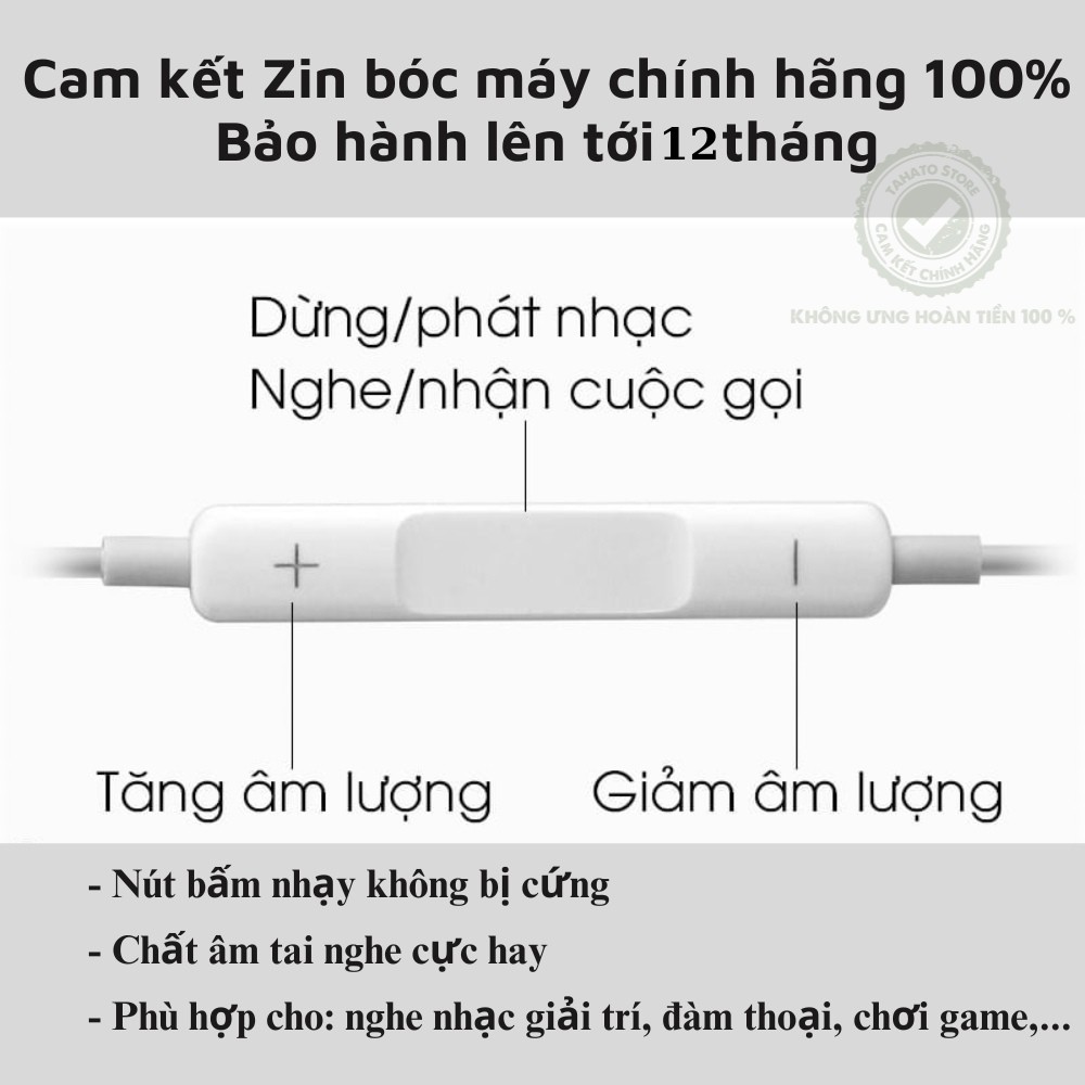 Tai nghe dây bóc máy chính hãng dành cho từ 6 đến 14promax bảo hành 12 tháng