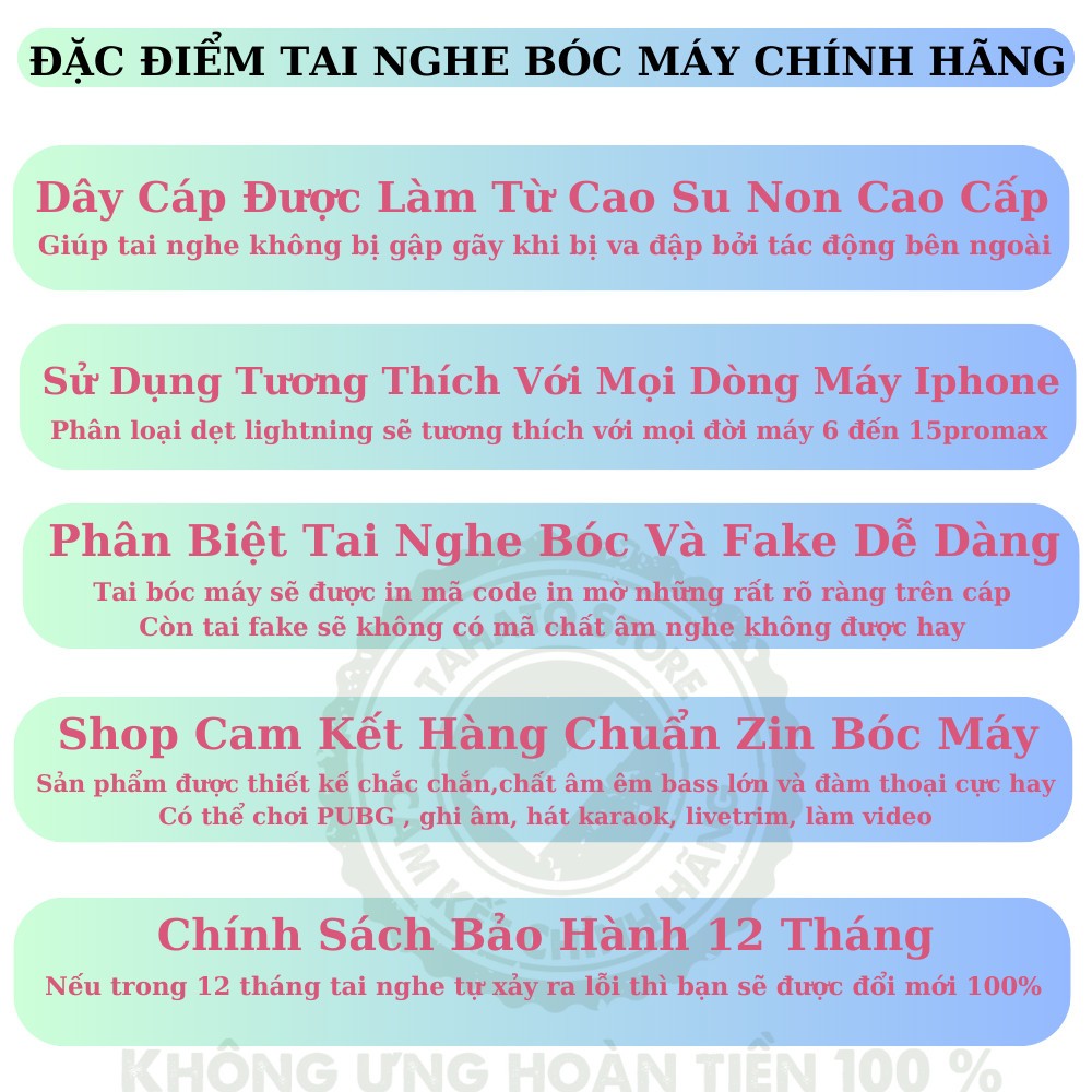 Tai nghe dây bóc máy chính hãng dành cho từ 6 đến 14promax bảo hành 12 tháng
