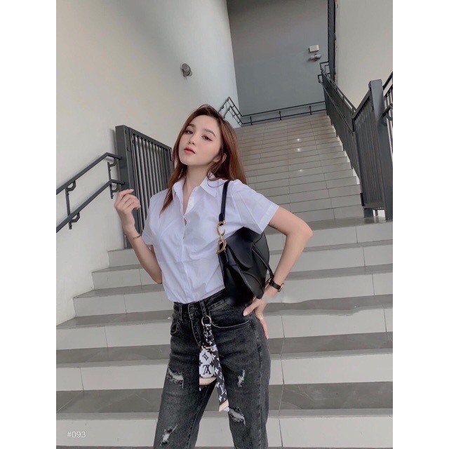 Áo sơ mi nữ cộc tay không nhăn BIGSIZE, vải mềm mịn dáng suông, form rộng THUS501