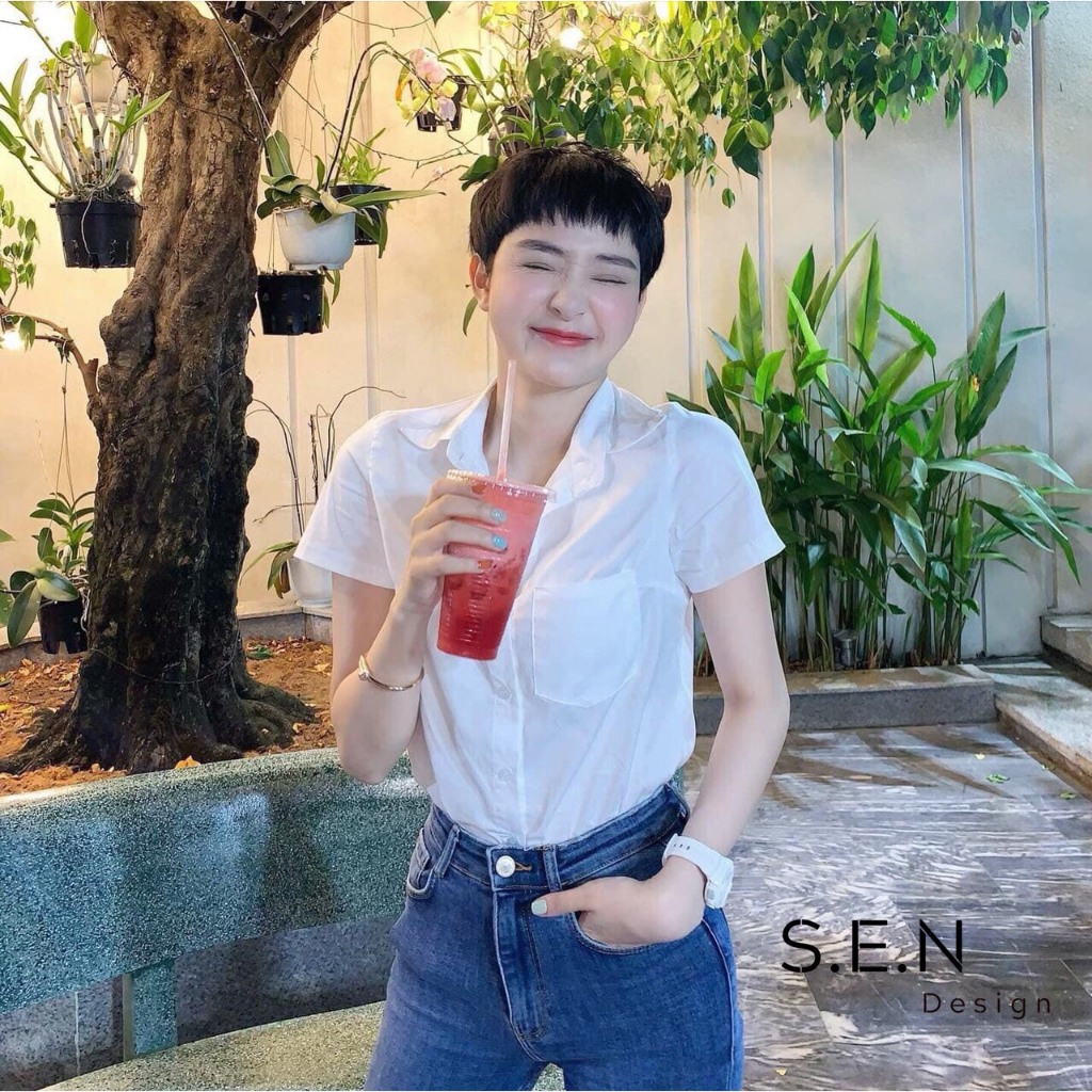 Áo sơ mi nữ cộc tay không nhăn BIGSIZE, vải mềm mịn dáng suông, form rộng THUS501