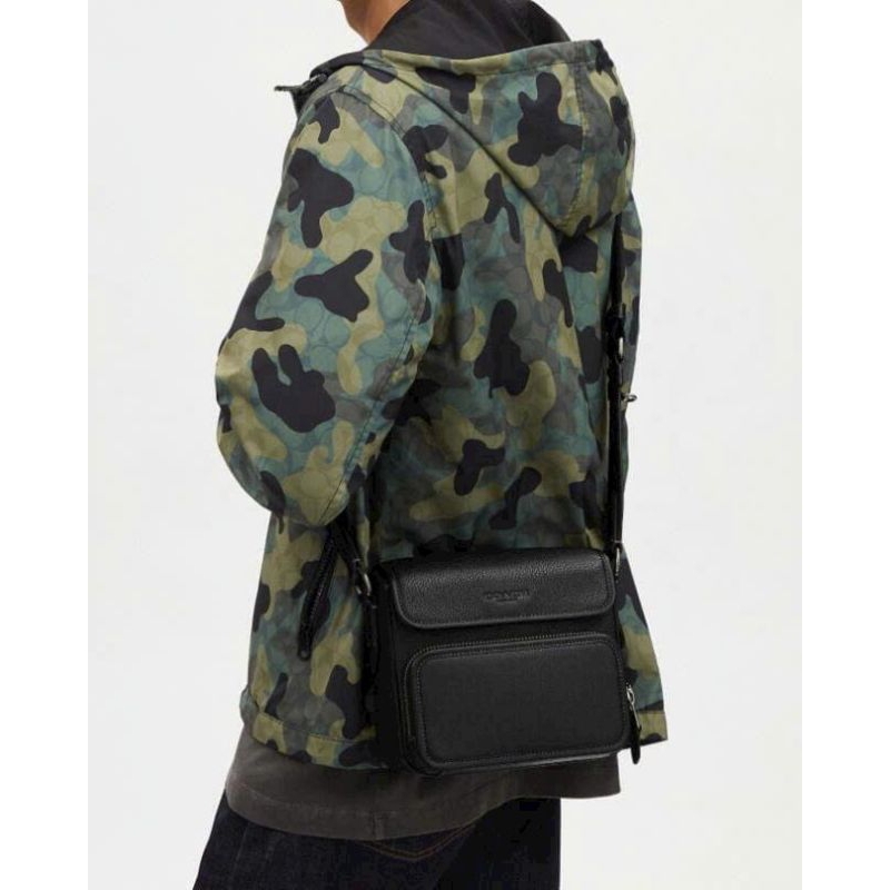 Túi nam đeo chéo Coac phom hộp nắp gập hai ngăn size 22