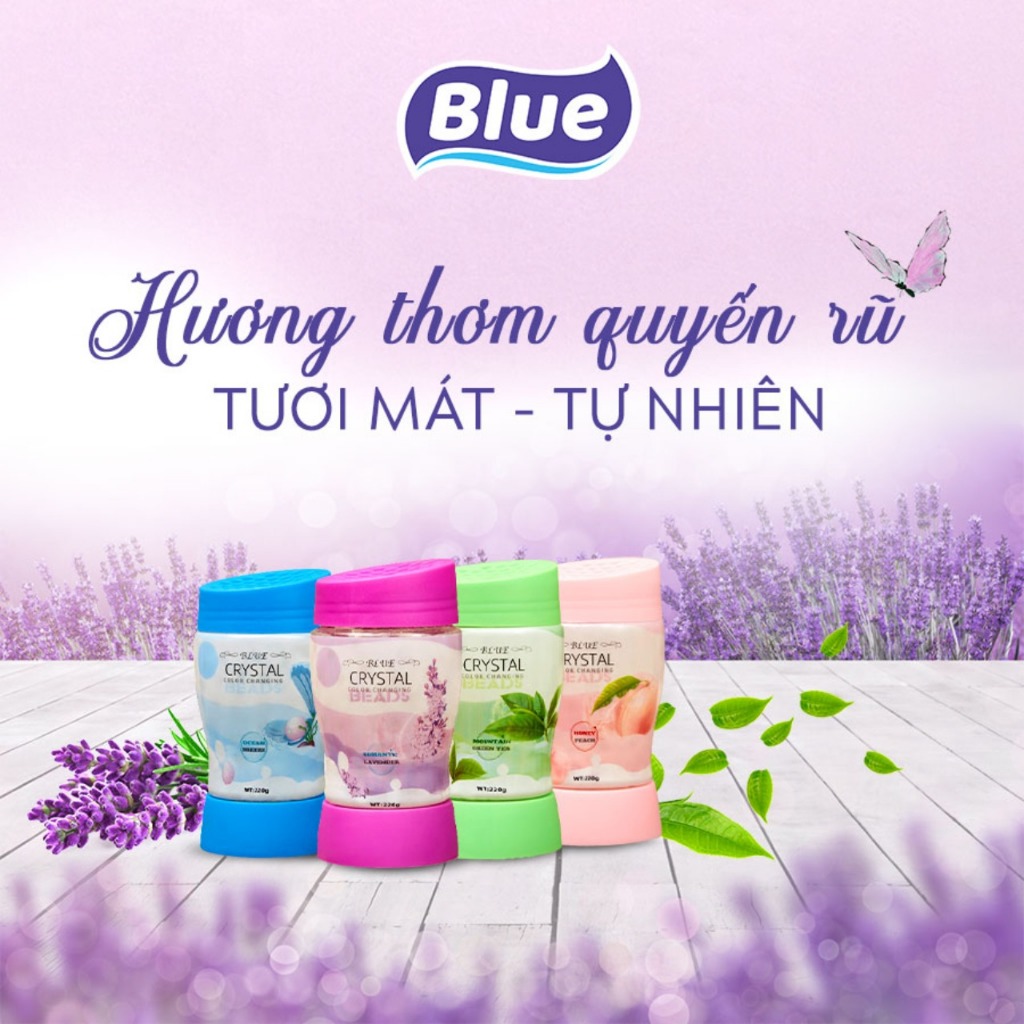 Sáp thơm khử mùi Blue Hàn Quốc 220G - Dạng hạt pha lê, có đèn LED, thơm phòng và ô tô