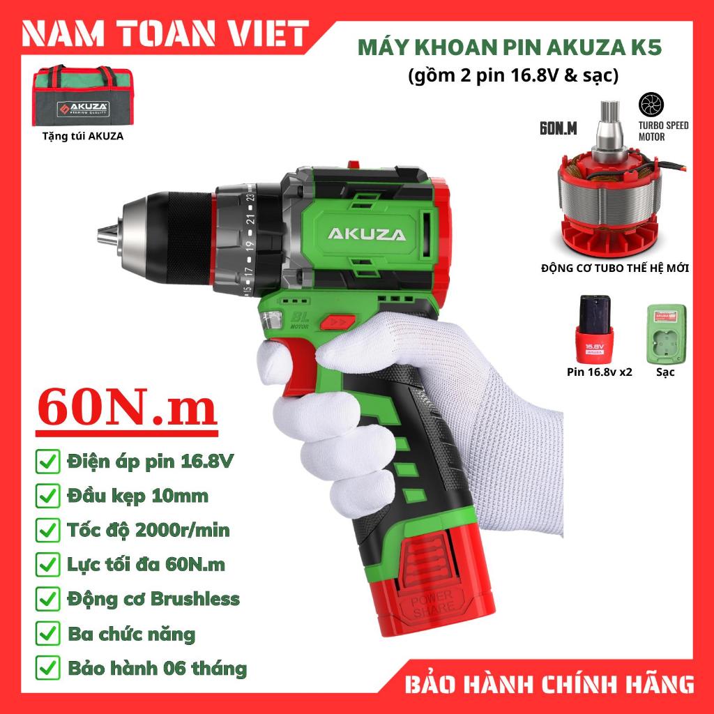 Máy khoan pin AKUZA K5 (gồm 2 pin 16.8v, sạc &amp; túi vải)