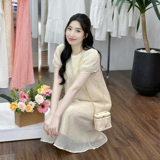 EVERMOM l Đầm bầu dự tiệc Vera Dress - Đầm tơ phối ren 2 lớp tay phồng điệu đà nữ tính