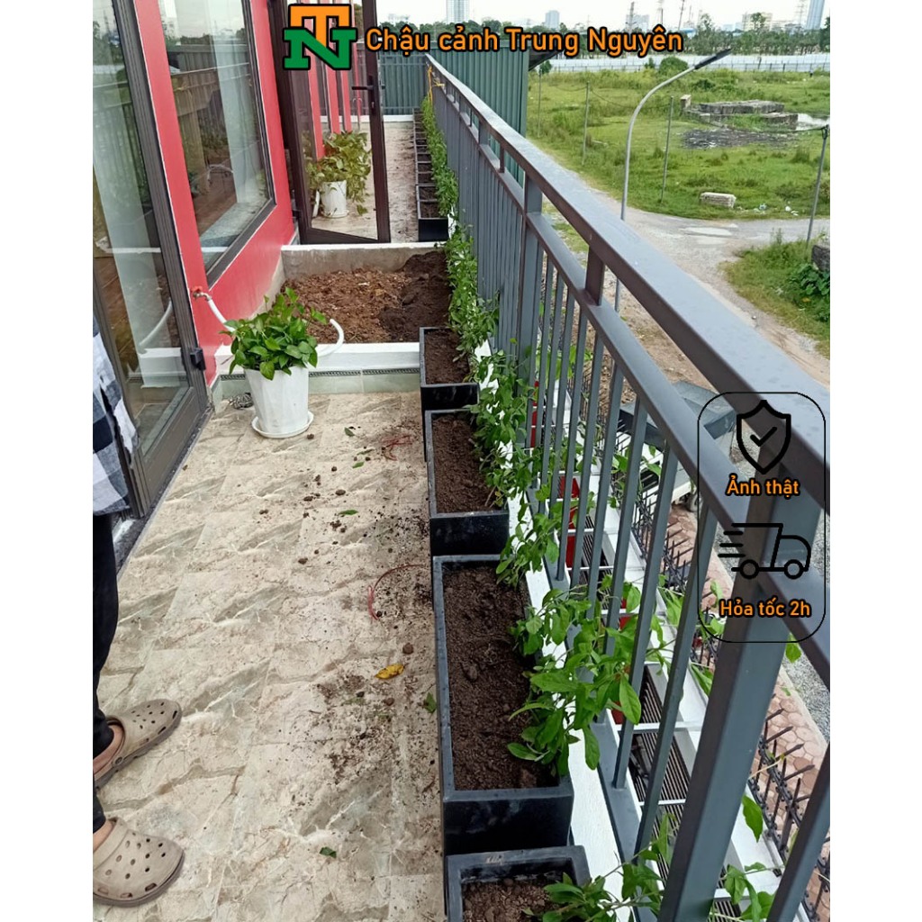 Chậu đá mài hình chữ nhật chậu trồng cây chiều dài 40 - 1m