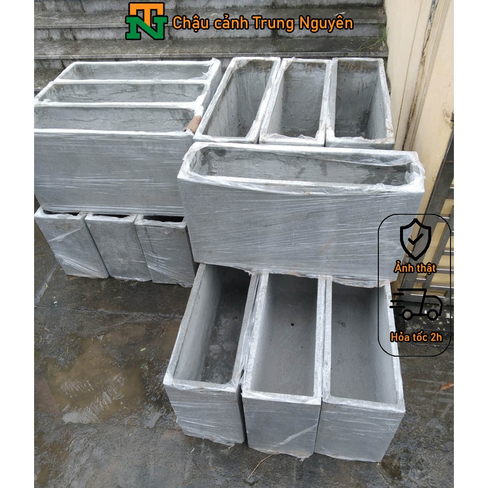 Chậu đá mài hình chữ nhật chậu trồng cây chiều dài 40 - 1m