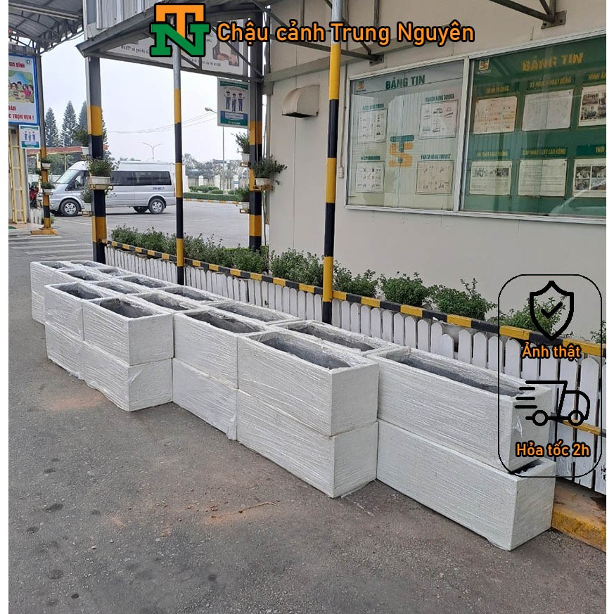 Chậu đá mài hình chữ nhật chậu trồng cây chiều dài 40 - 1m