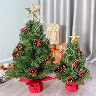 [ XMAS] Cây thông noel mini để bàn XANH TRƠN GẮN TRÁI THÔNG trang trí decor giáng sinh