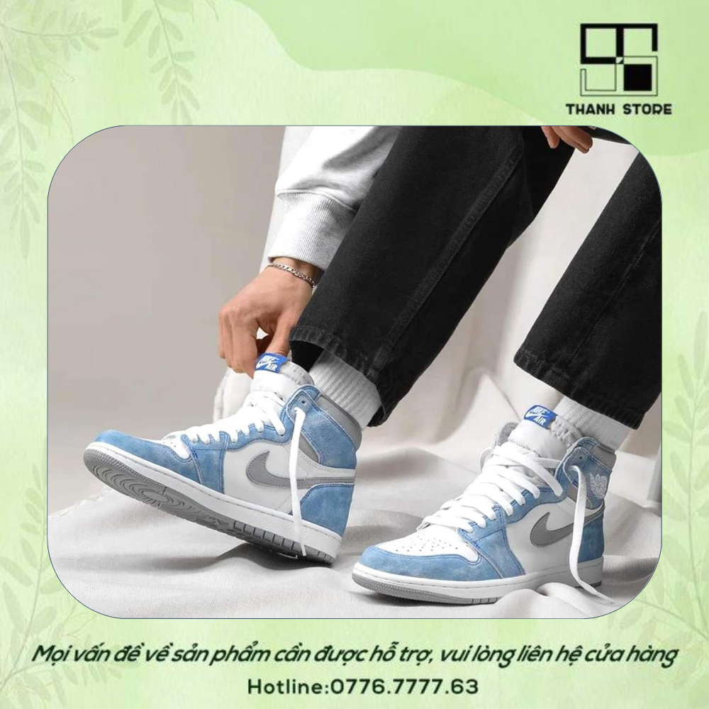Giày thể thao nam nữ trắng xanh khói giày AIR JORDAN 1 RETRO HIGH ROYAL _ hàng xuất khẩu thời trang- NAJ1HR