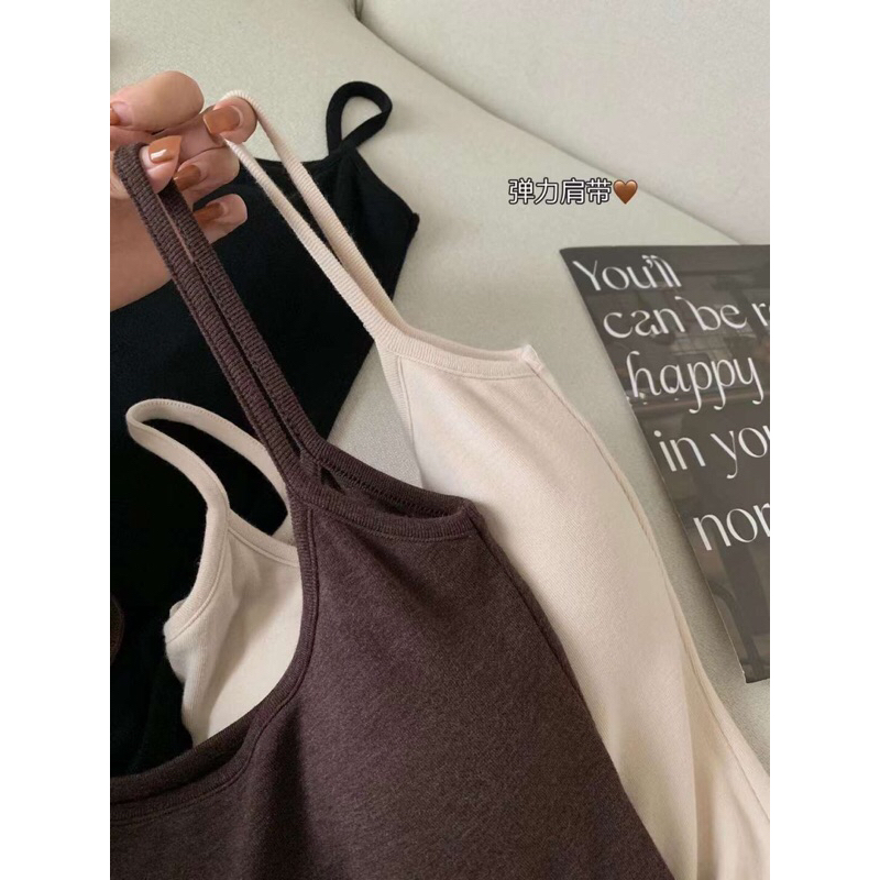 Áo 2 dây trơn màu đệm ngực co giãn 6176