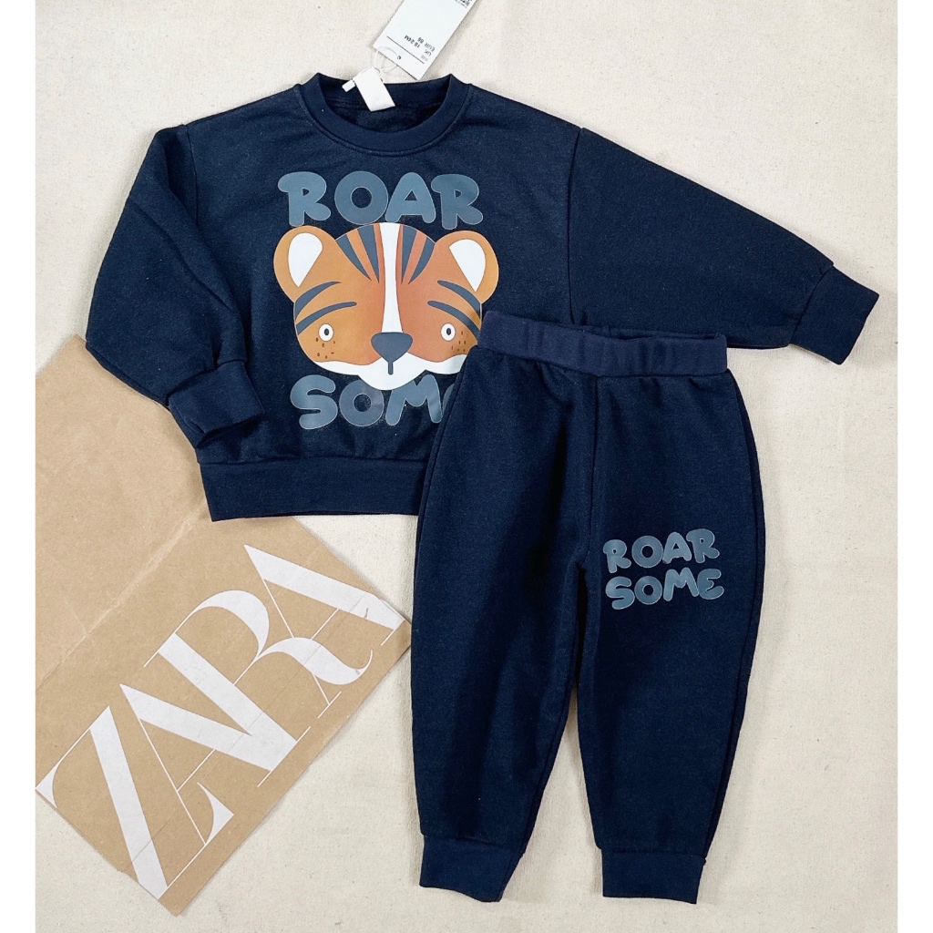 ✨MALINHKID✨BN074- Bộ nỉ than ROAR trẻ em VNXK