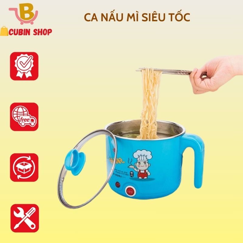 Ca Nấu Mì, nồi lẩu mini Chống Dính Đa Năng Nhanh Sôi Tiết Kiệm Điện Tiện Lợi Cho Sinh Viên, Văn Phòng