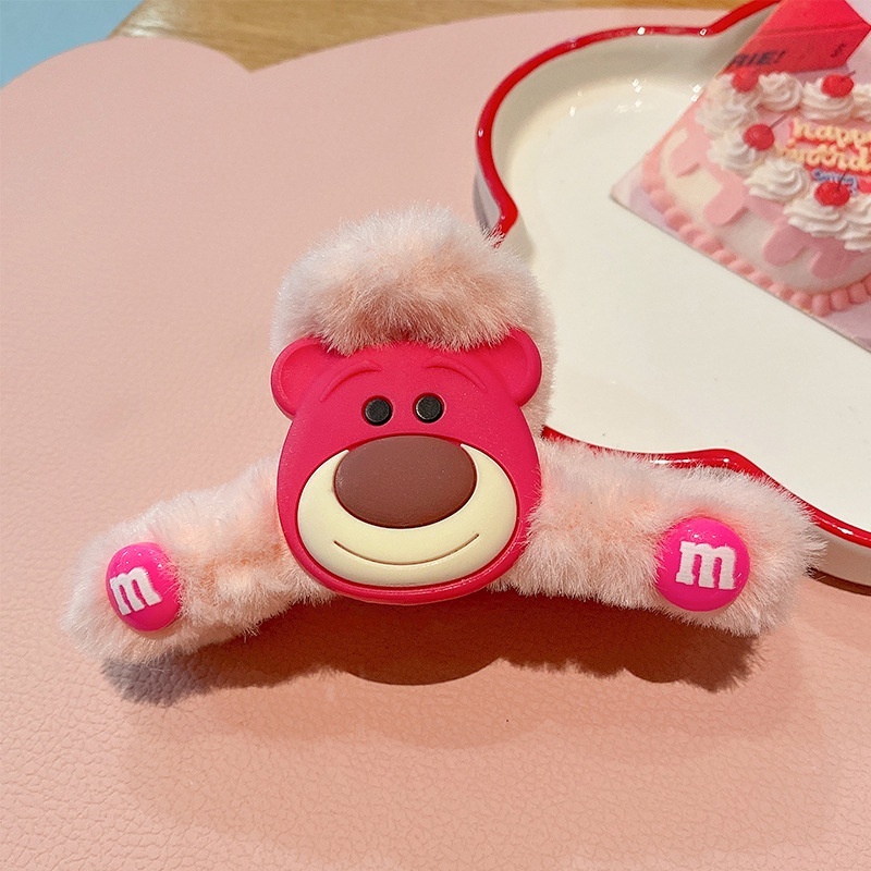 Kẹp tóc Gấu Dâu hình cá mập phủ lông dễ thương thời trang thu đông cho nữ