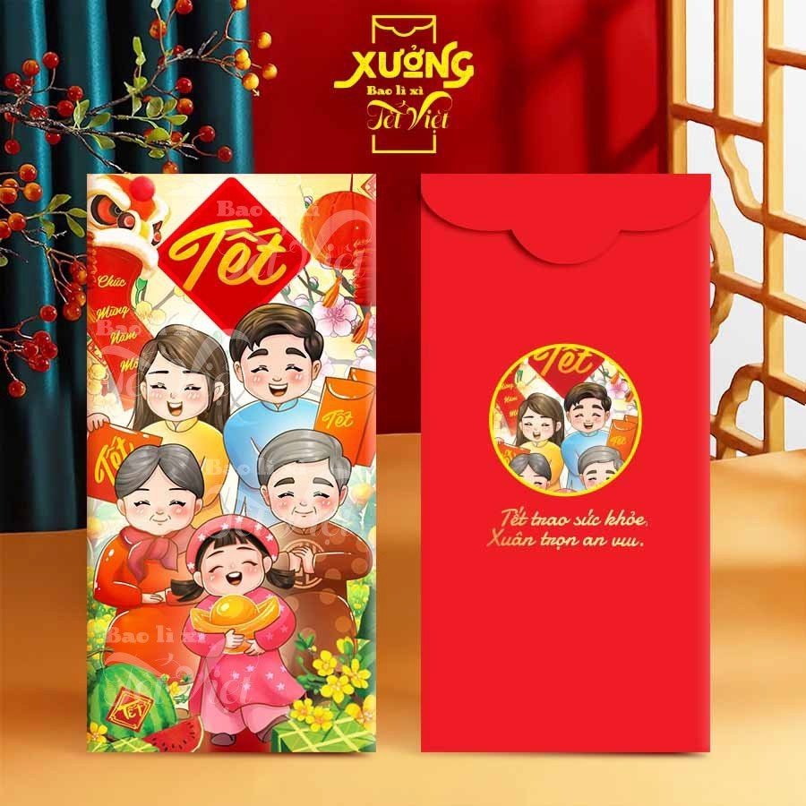 Sét 10 Bao Lì Xì Tết Giáp Thìn 2024, Lì Xì Truyền Thống Tết Sum Vầy PUKAPI