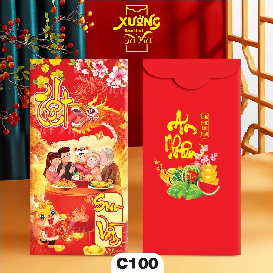 Sét 10 Bao Lì Xì Tết Giáp Thìn 2024, Lì Xì Truyền Thống Tết Sum Vầy PUKAPI