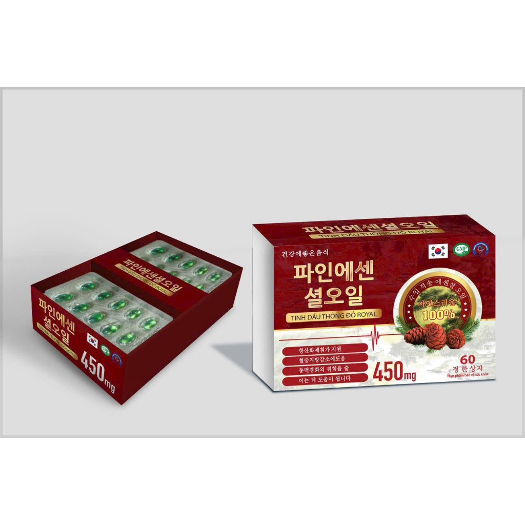 Tinh dầu thông đỏ Royal Hàn Quốc hộp 60, phòng bệnh huyết áp, tim mạch