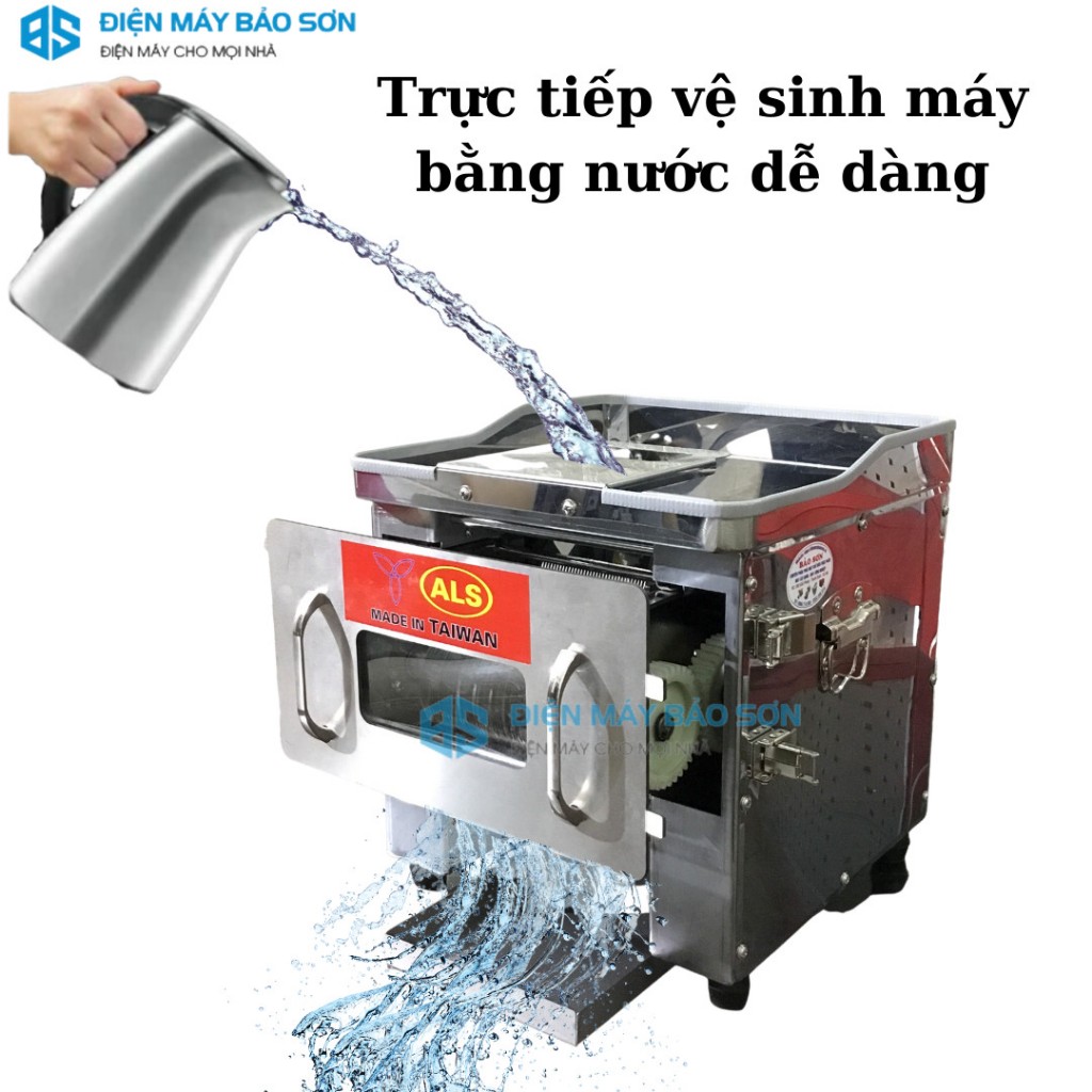 Máy Thái Thịt Tươi Sống Inox Đa Năng AKS-YJ90 850w Máy Thái Thịt Phở Bò Thịt Nướng Bún Chả Cỡ Dao 2.5mm 3.5mm 5.0mm