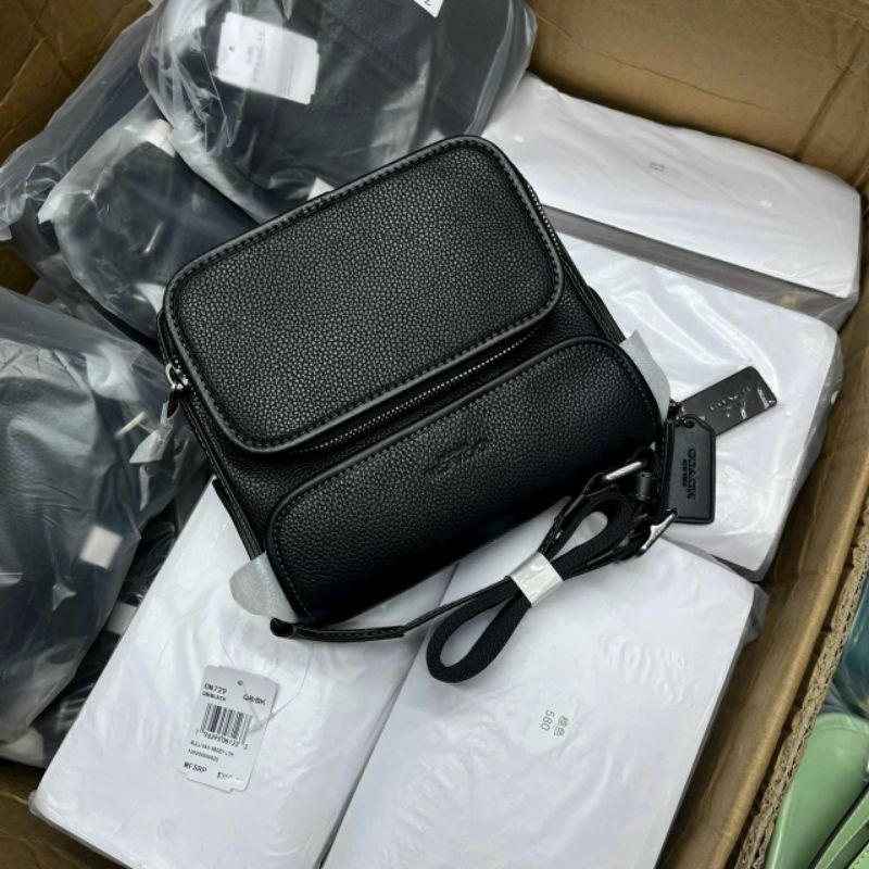 Túi nam đeo chéo Coac phom hộp nắp gập hai ngăn size 22