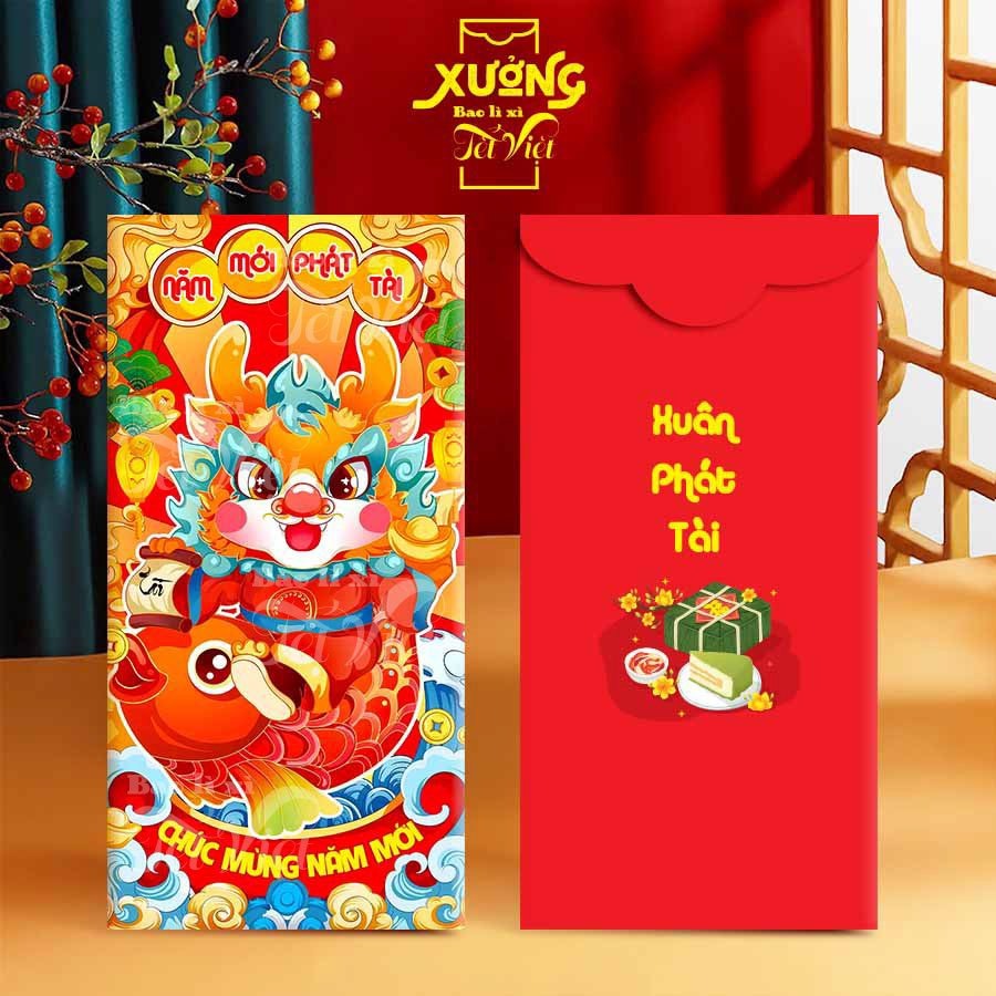 Xấp 10 Bao Lì Xì Con Rồng Tết 2024 PUKAPI