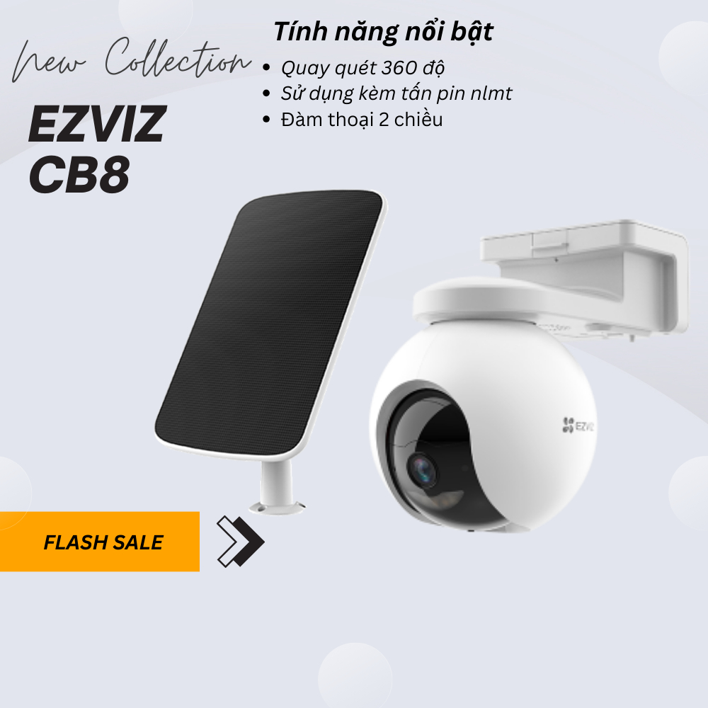 [Mã ELEZ10 giảm 10% đơn 800K] Camera ngoài trời wifi thông minh 2K EZVIZ CB8 - dùng pin năng lượng xanh