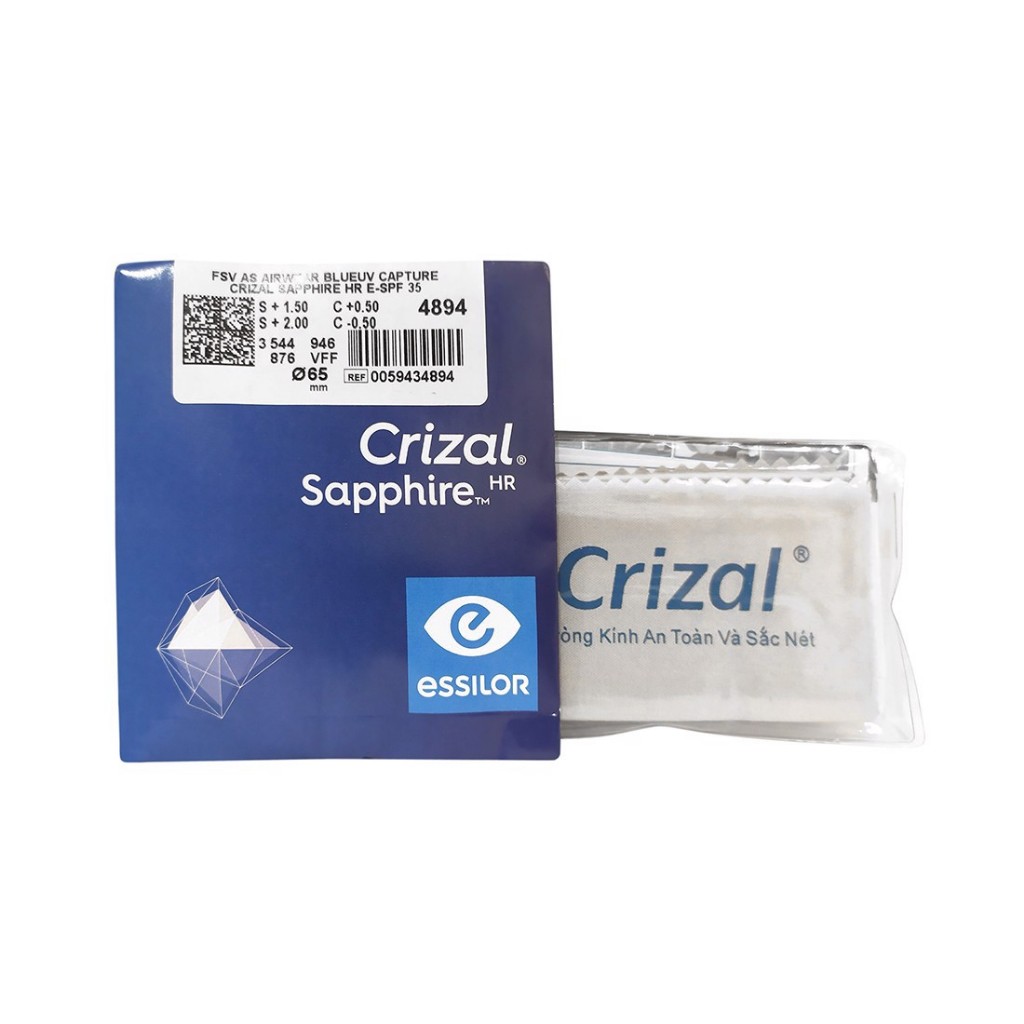 Tròng kính  Essilor Poly Crizal Sapphire HR Blue UV Capture